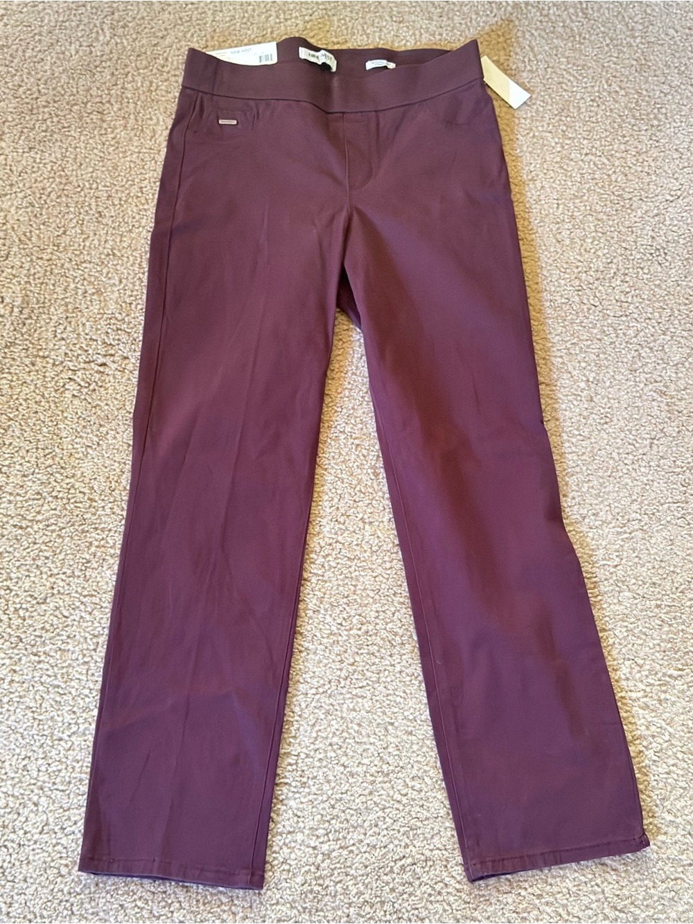 NWT Nine West Women’s Stretch Straight-Leg Work Pants in Burgundy SIZE 6